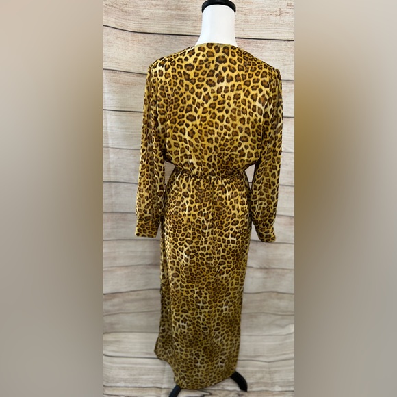 Enfocus Studio size 6 long sleeve leopard long dress animal print - Picture 2 of 11